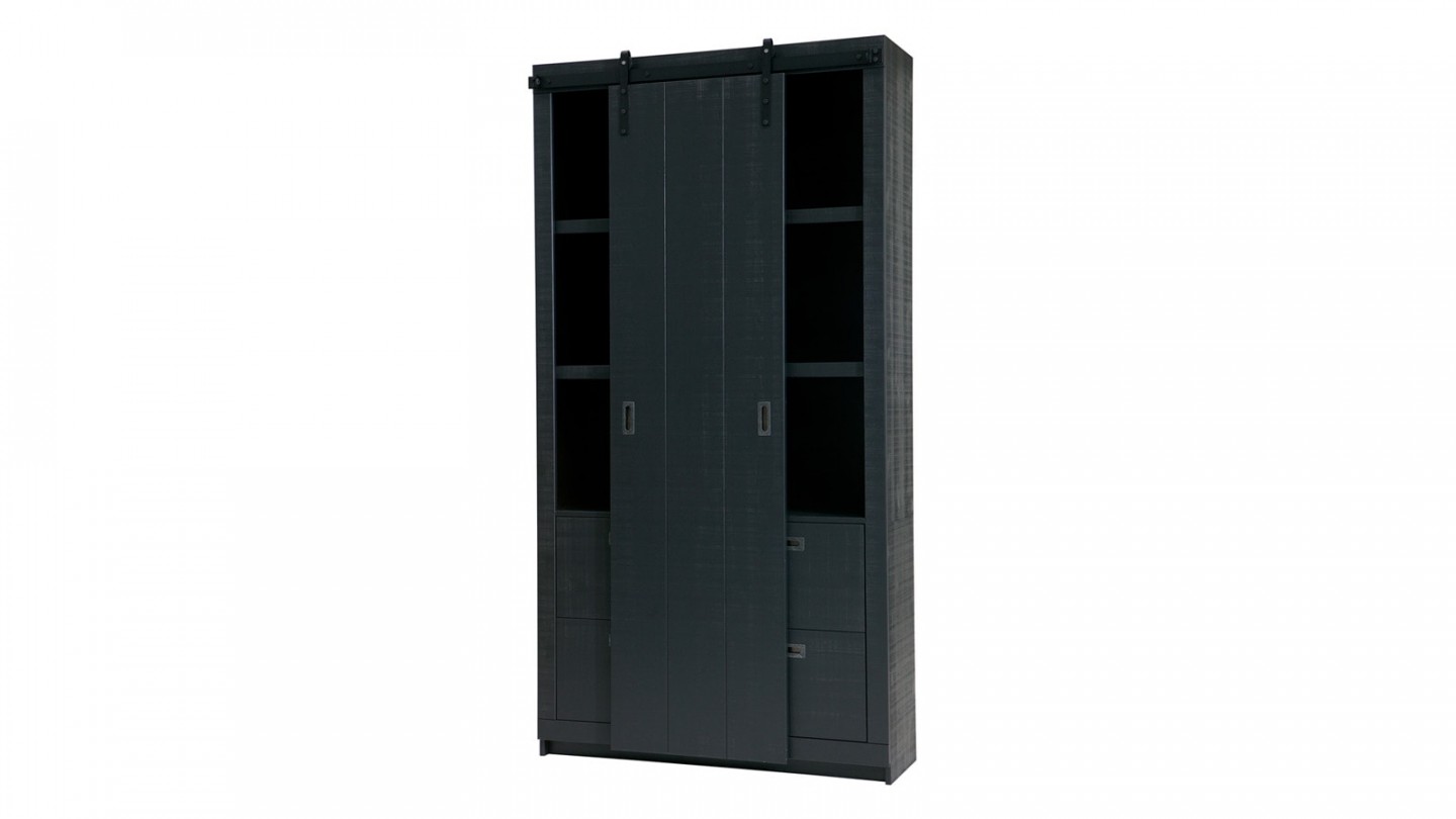 Armoire en pin massif brut noir - Collection Slide Barn -Vtwonen