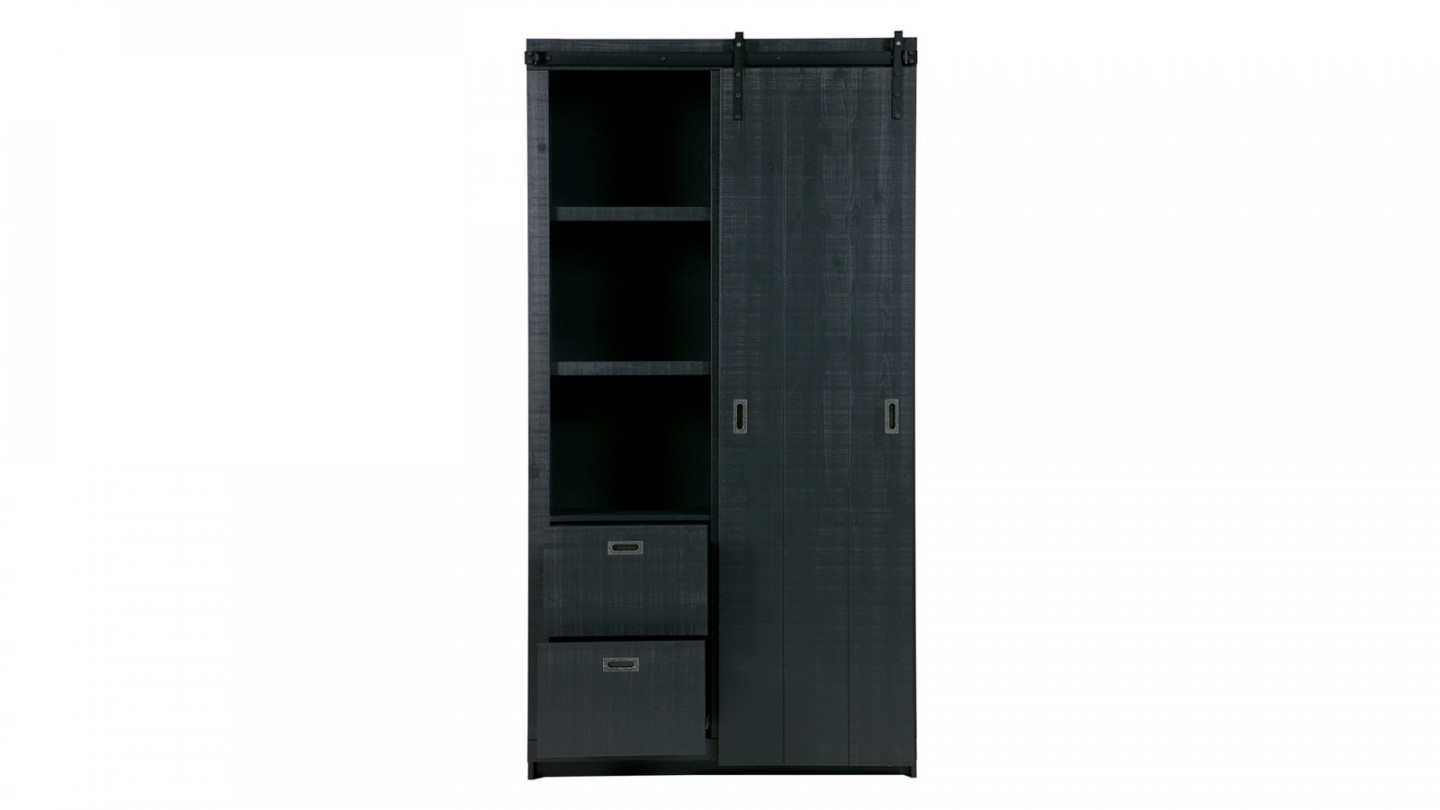Armoire en pin massif brut noir - Collection Slide Barn -Vtwonen