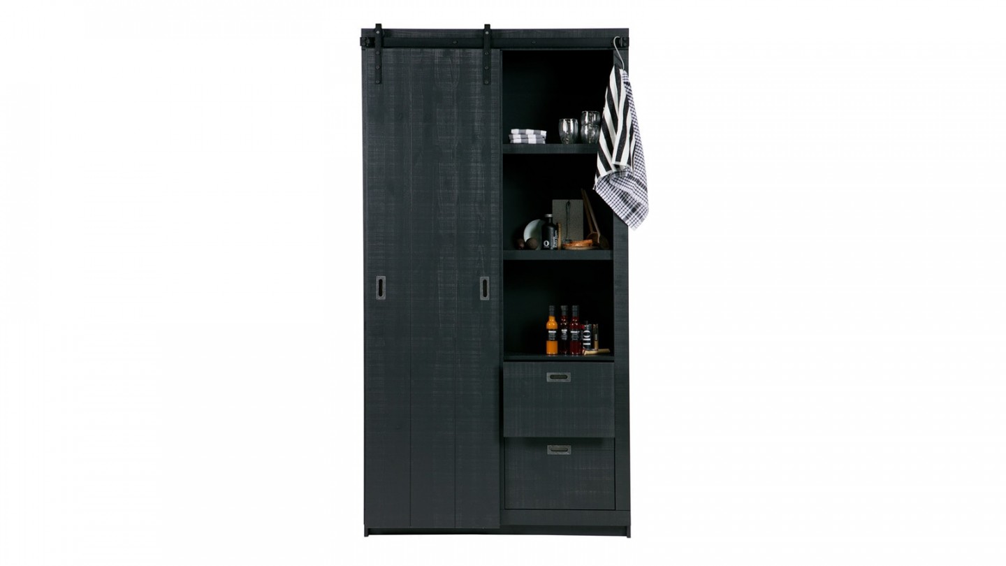 Armoire en pin massif brut noir - Collection Slide Barn -Vtwonen