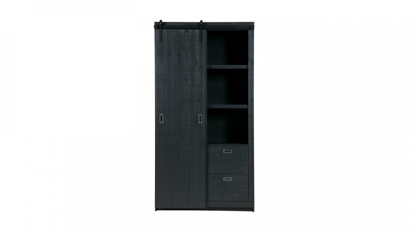 Armoire en pin massif brut noir - Collection Slide Barn -Vtwonen
