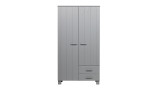 Armoire 2 portes 2 tiroirs en pin gris béton - Collection Dennis - Woood
