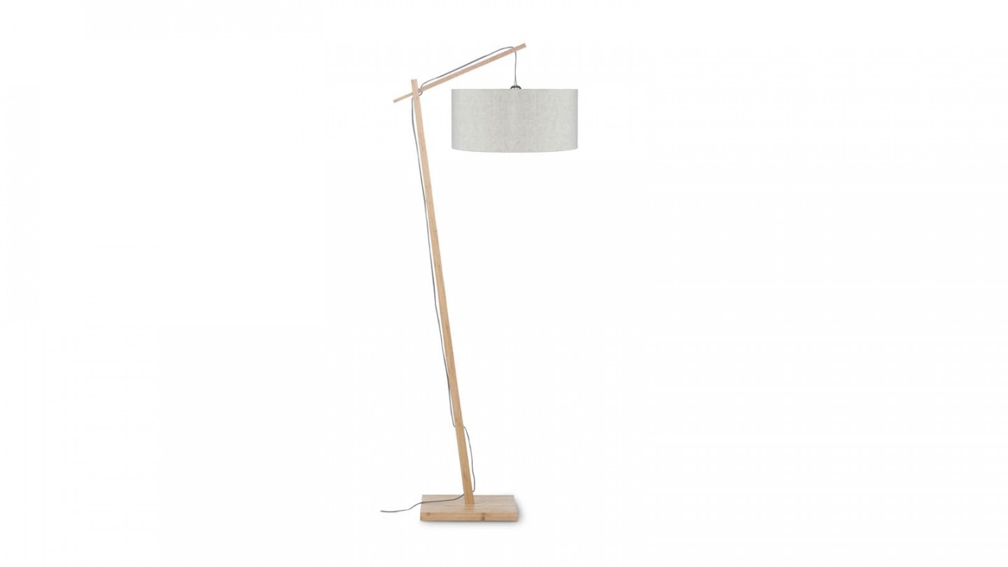 Lampadaire en bambou abat jour en lin clair - Collection Andes - Good&Mojo