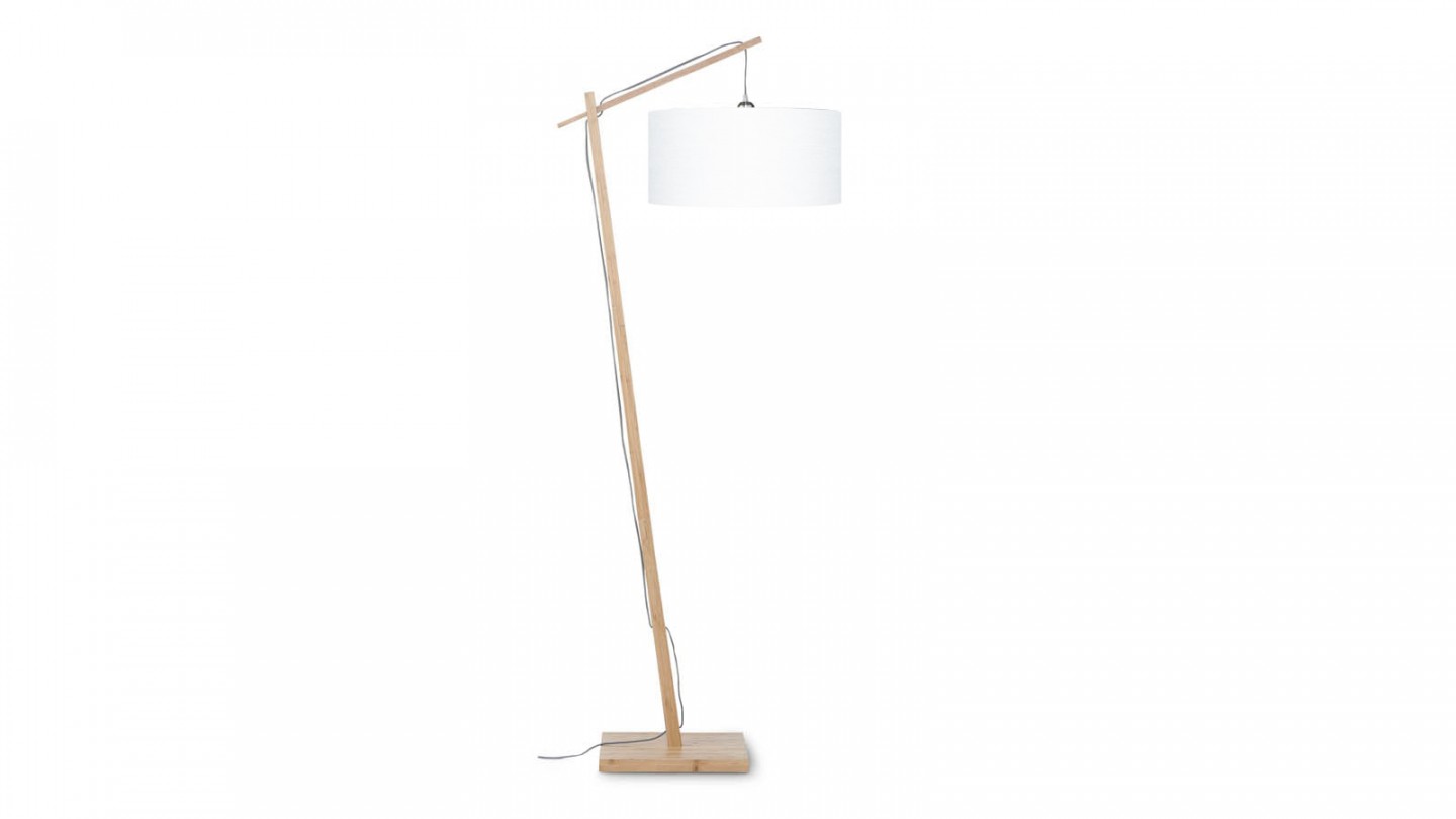 Lampadaire en bambou abat jour en lin blanc - Collection Andes - Good&Mojo