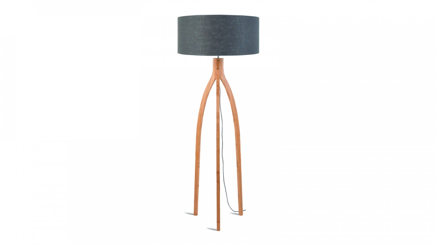 Lampadaire en bambou abat jour en lin gris foncé - Collection Annapurna - Good&Mojo