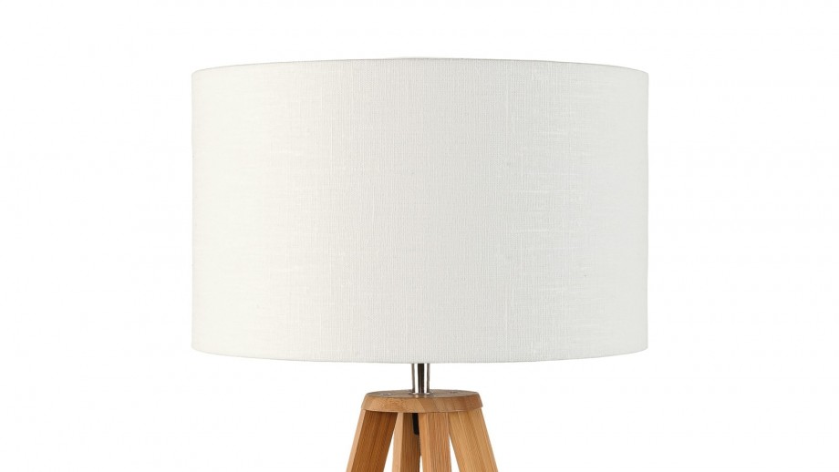 Lampe à poser en bambou abat jour en lin blanc Collection Everest - Good&Mojo