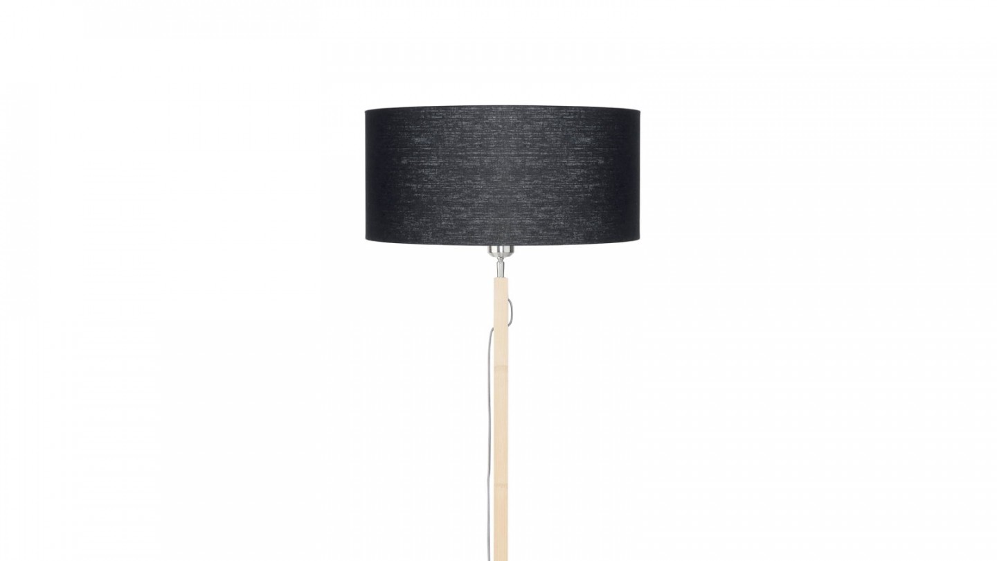 Lampadaire en bambou abat jour en lin noir - Collection Fuji - Good&Mojo