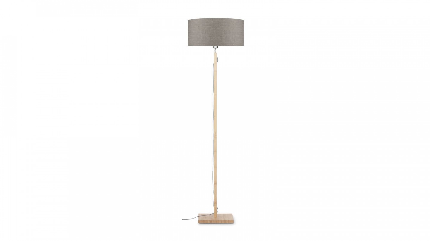 Lampadaire en bambou abat jour en lin foncé - Collection Fuji - Good&Mojo