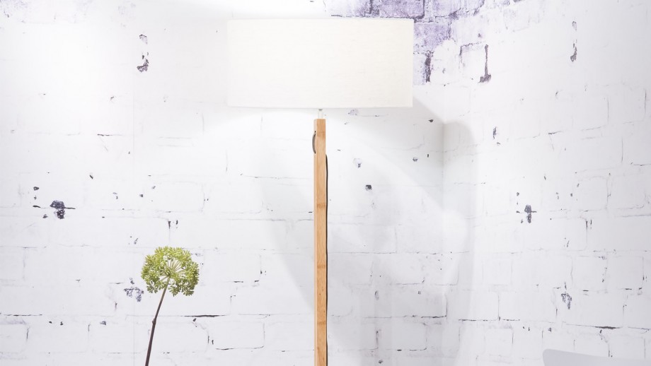 Lampadaire en bambou abat jour en lin blanc - Collection Fuji - Good&Mojo