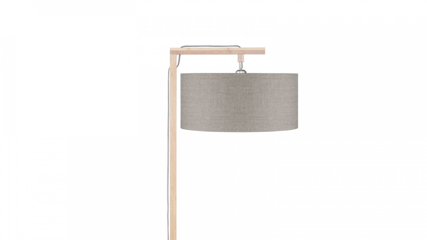 Lampadaire en bambou abat jour en lin foncé - Collection Himalaya - Good&Mojo