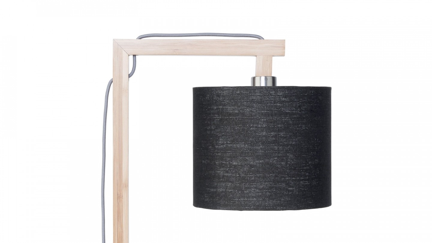 Lampe de table en bambou abat jour en lin noir - Collection Himalaya - Good&Mojo