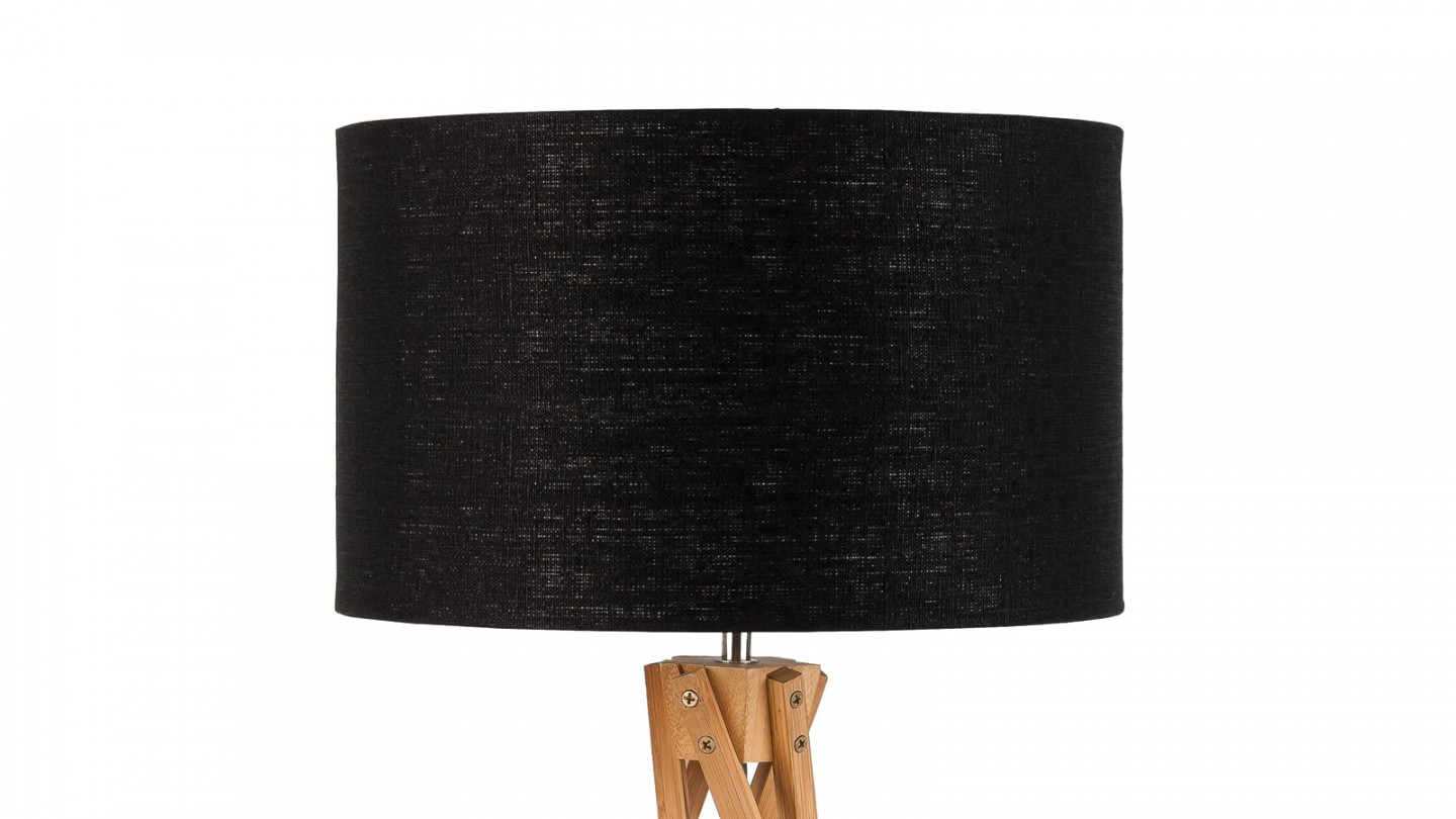 Lampe de table en bambou abat jour en lin noir - Collection Kilimanjaro - Good&Mojo