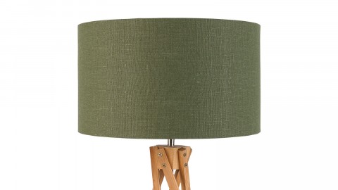 Lampe de table en bambou abat jour en lin vert forêt - Collection Kilimanjaro - Good&Mojo