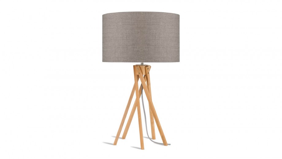Lampe de table en bambou abat jour en lin foncé - Collection Kilimanjaro - Good&Mojo