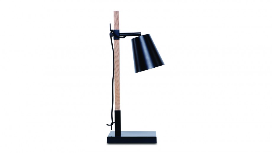 Lampe de table en fer et bois de frêne carré noir et naturel - Collection Sydney - It's About Romi