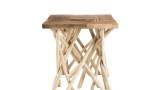 Table d'appoint carré en teck piètement en bois flotté - Collection Mia