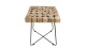Table d'appoint carrée plateau en rondelles de bois piètement en métal noir - Collection Clara