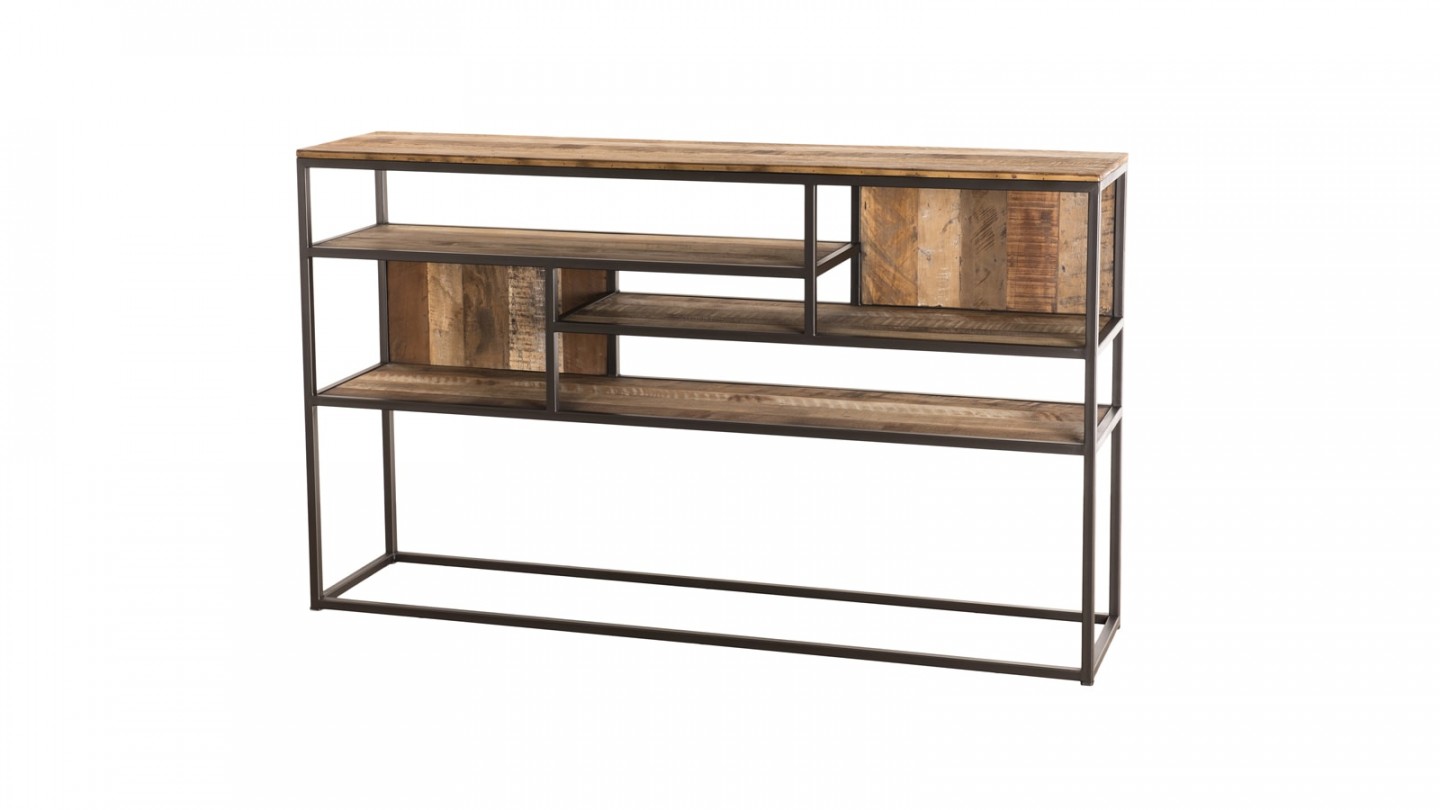 Console 4 niveaux en teck recyclé acacia et métal - Collection Sixtine