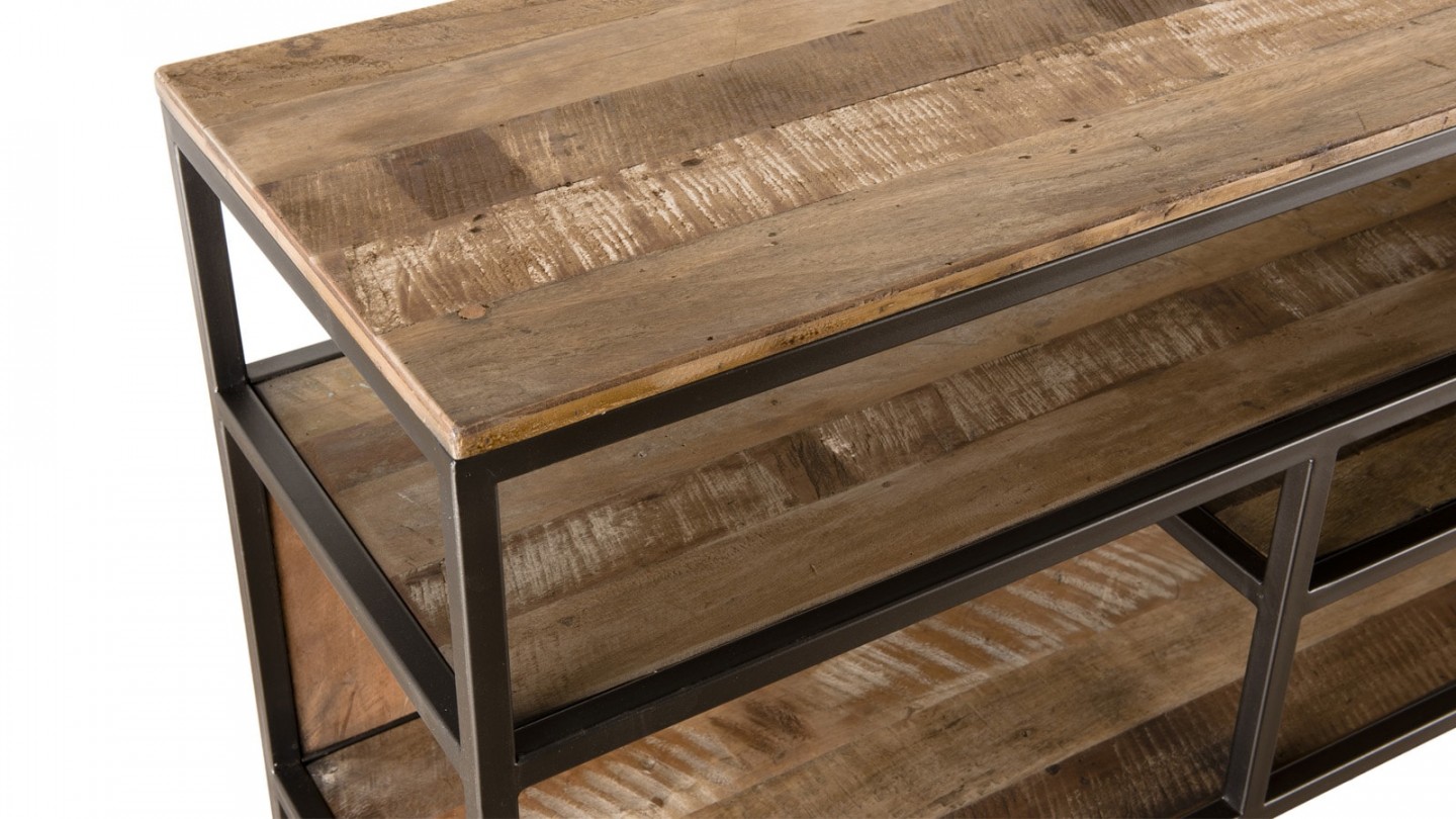 Console 4 niveaux en teck recyclé acacia et métal - Collection Sixtine