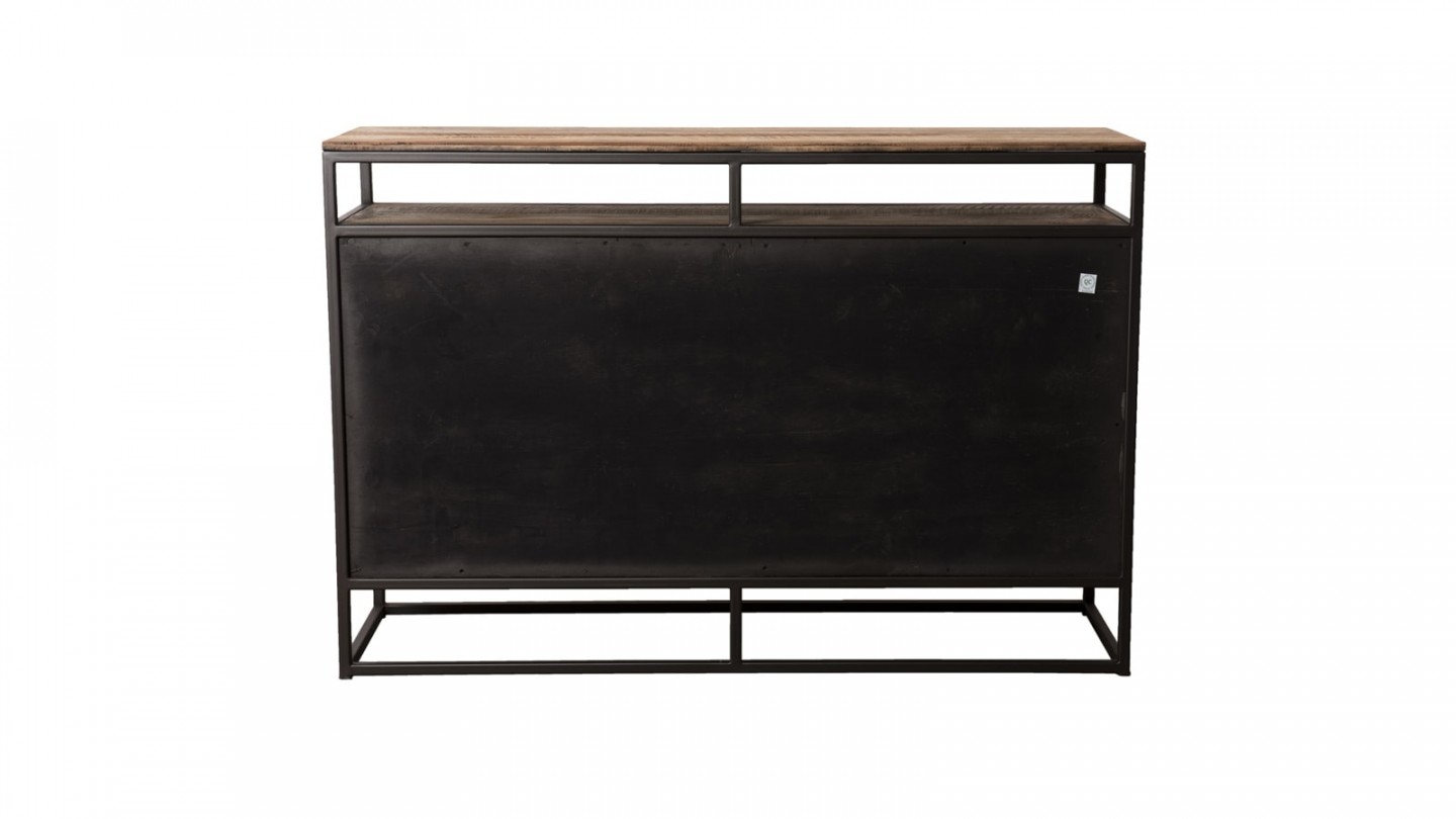 Buffet 3 portes 1 étagère en teck recyclé acacia et métal - Collection Sixtine