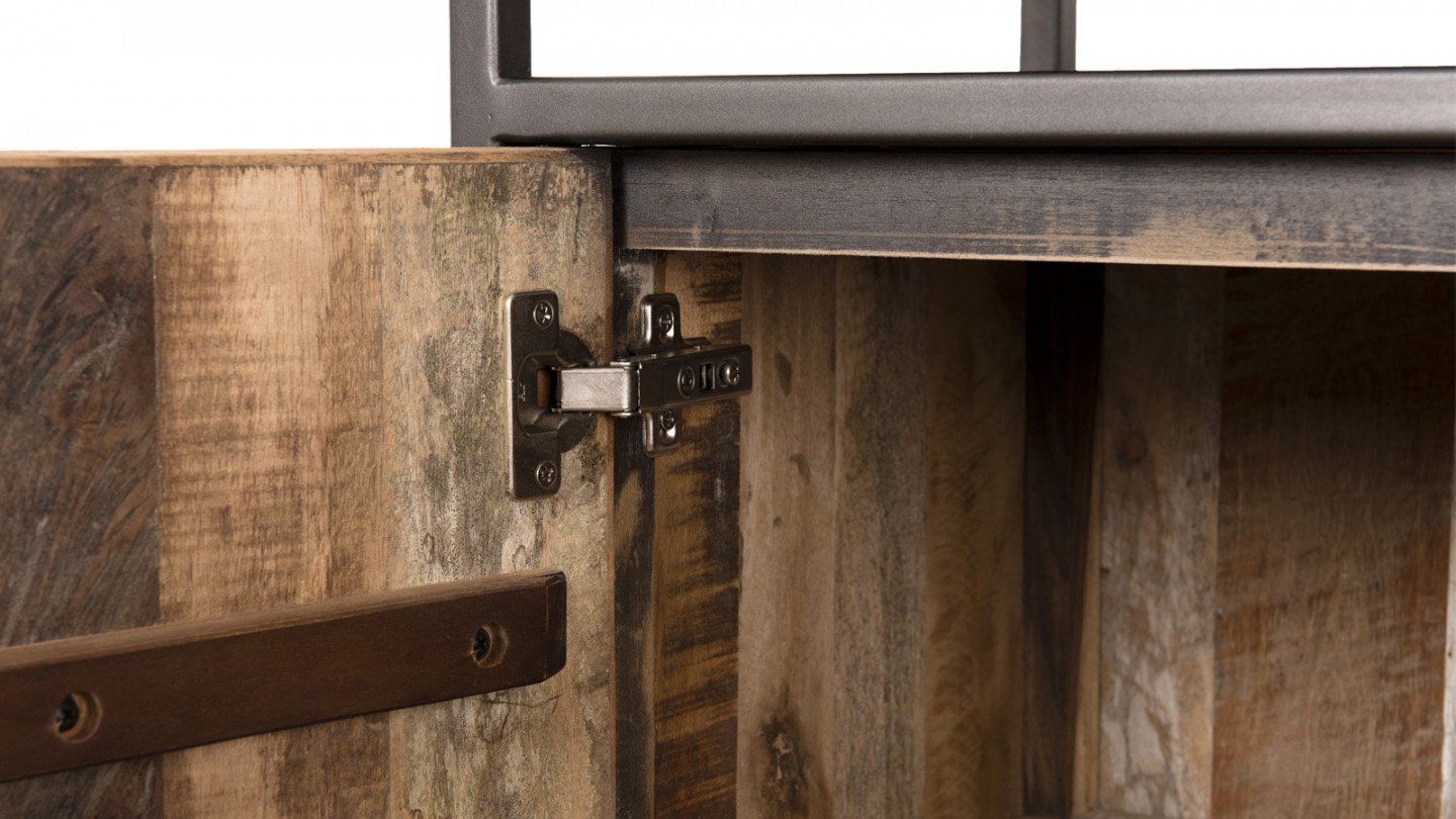 Buffet 3 portes 1 étagère en teck recyclé acacia et métal - Collection Sixtine