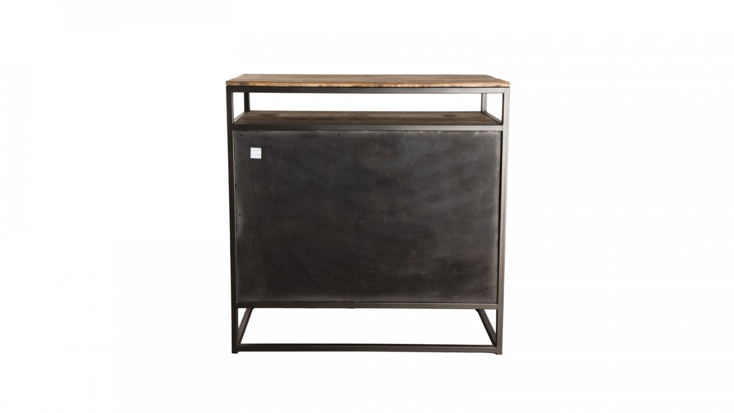 Buffet 2 portes 1 étagère en teck recyclé acacia et métal - Collection Sixtine