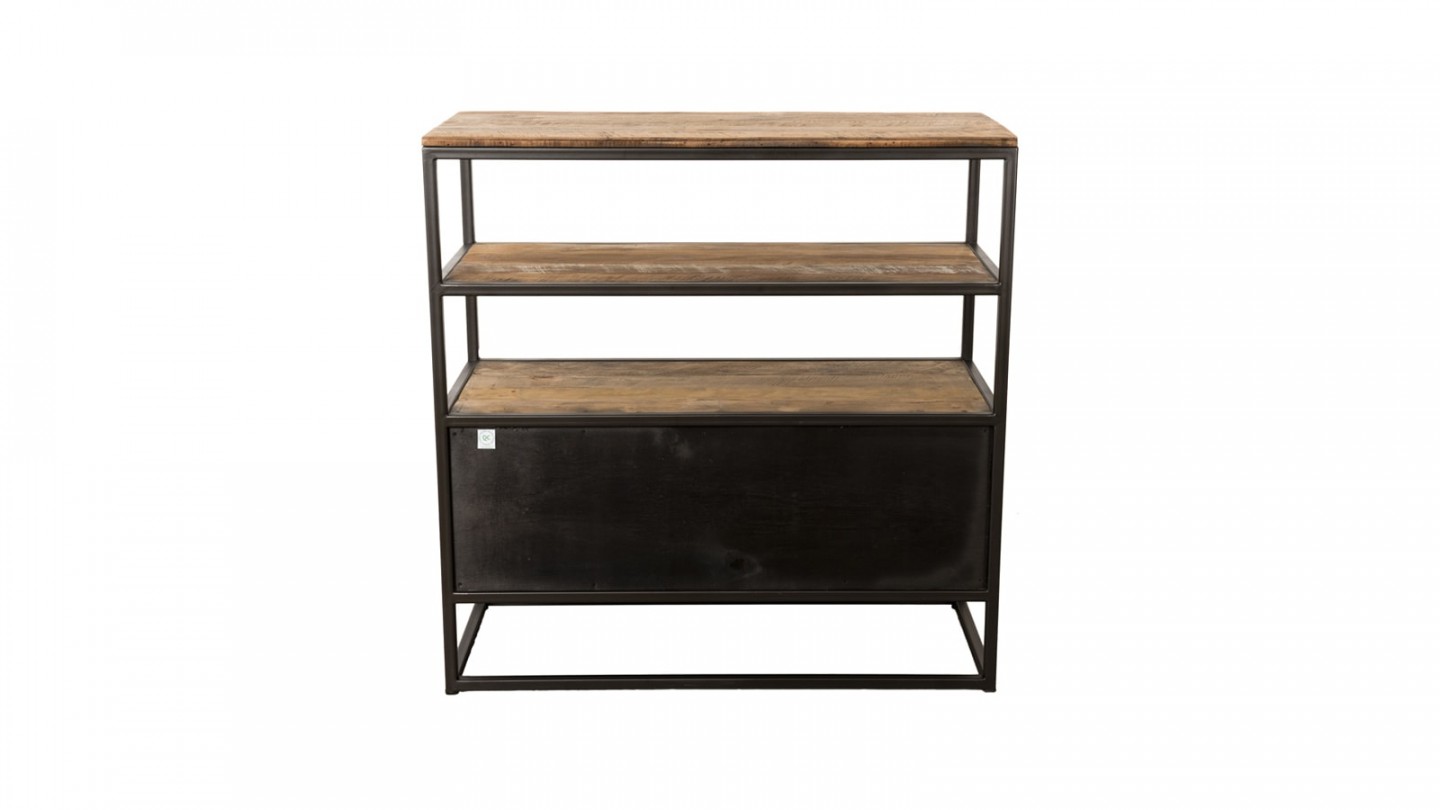 Etagère 1 tiroir 2 étages en teck recyclé acacia et métal - Collection Sixtine