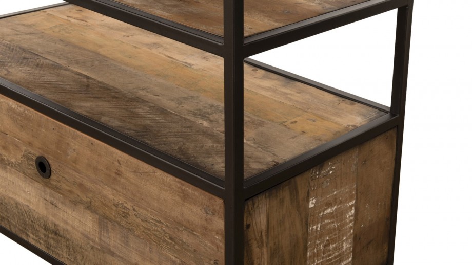 Etagère 1 tiroir 2 étages en teck recyclé acacia et métal - Collection Sixtine