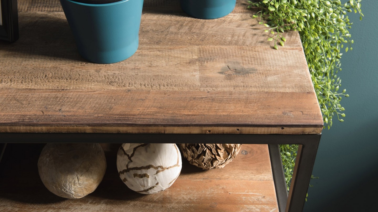 Etagère 1 tiroir 2 étages en teck recyclé acacia et métal - Collection Sixtine