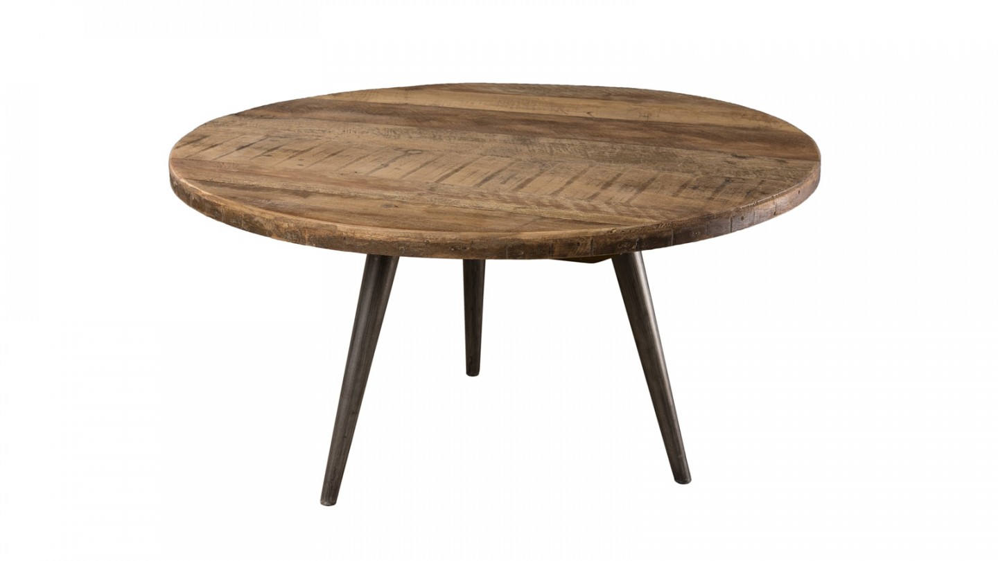 Table basse d'appoint en teck recyclé et métal - Collection Sixtine