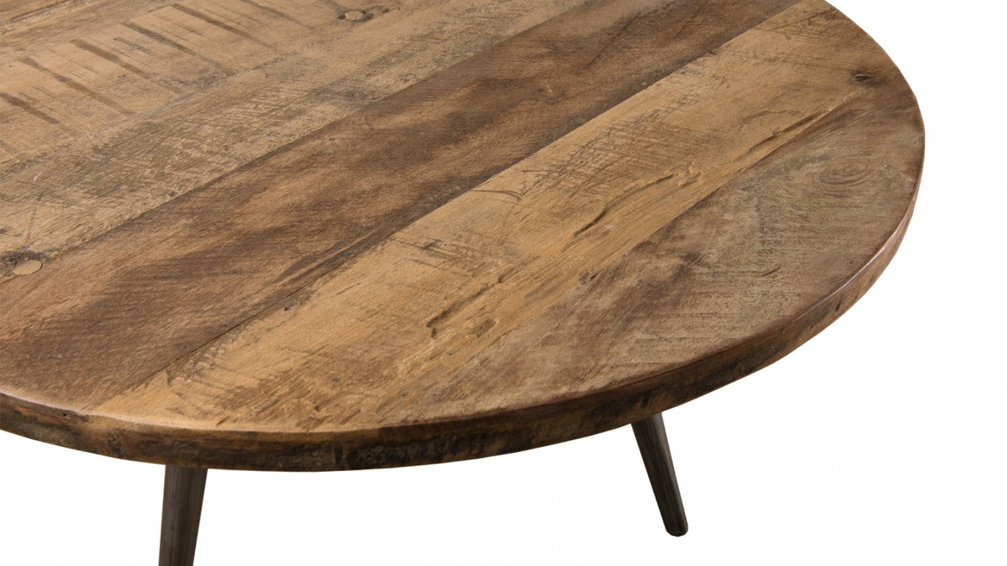 Table basse d'appoint en teck recyclé et métal - Collection Sixtine