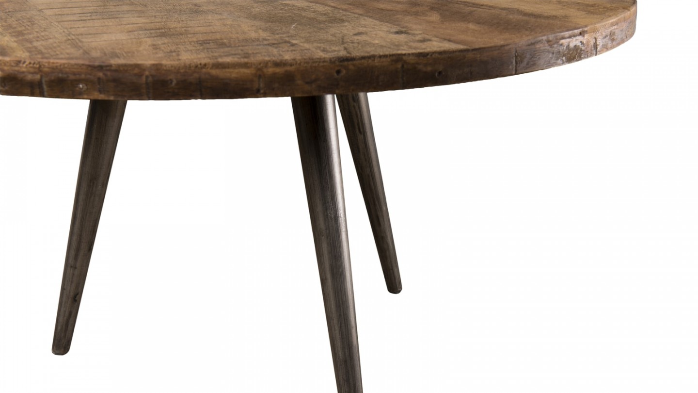 Table basse d'appoint en teck recyclé et métal - Collection Sixtine