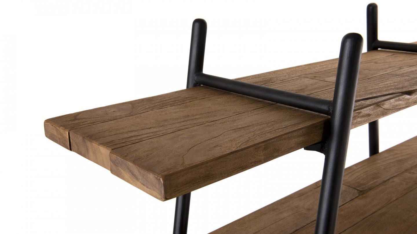 Etagère pyramidale 4 niveaux en teck recyclé et métal - Collection Sixtine