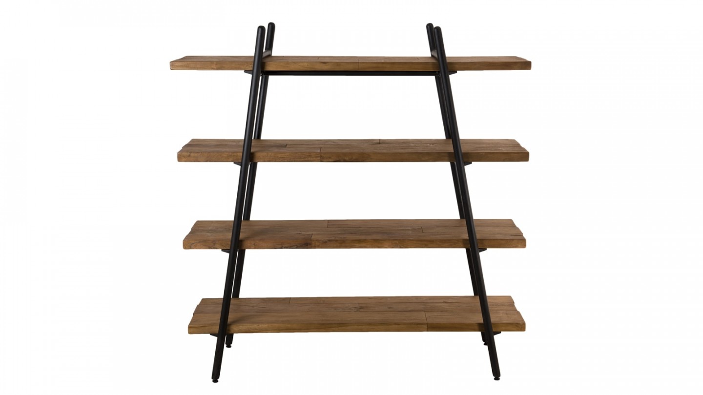 Etagère pyramidale 4 niveaux en teck recyclé et métal - Collection Sixtine