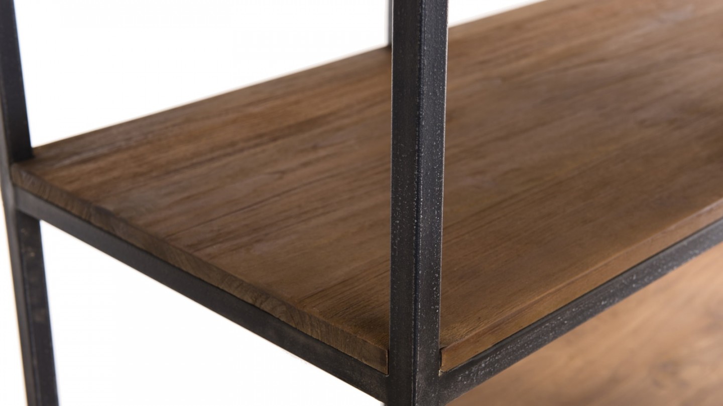 Etagère décalée en teck recyclé et métal - Collection Sixtine