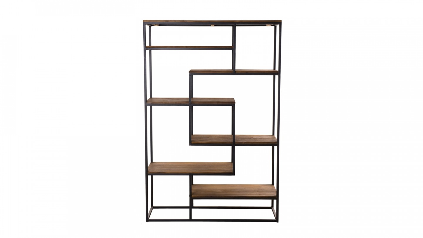 Etagère décalée en teck recyclé et métal - Collection Sixtine