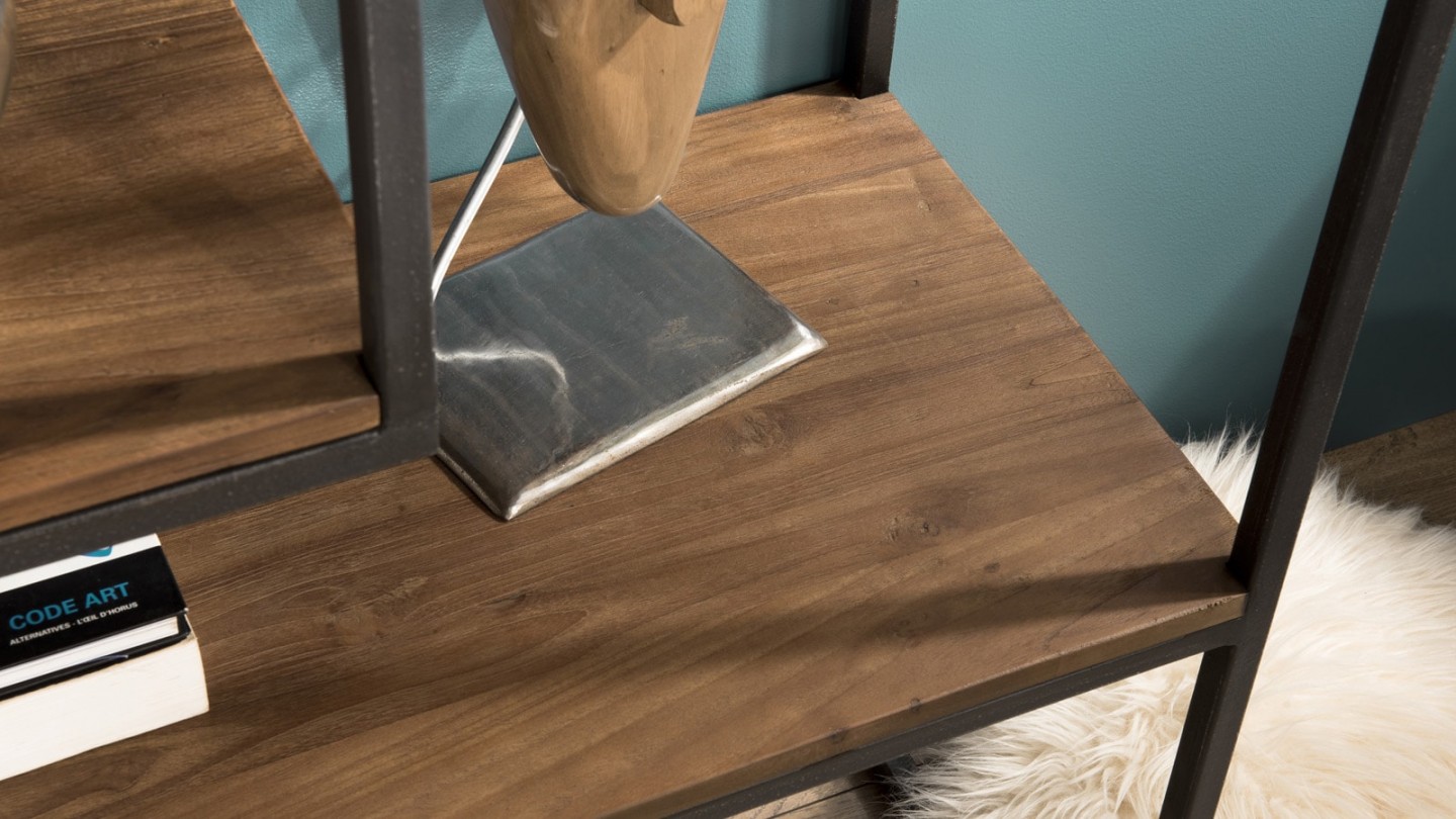 Etagère décalée en teck recyclé et métal - Collection Sixtine