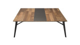 Table basse carrée 120x120cm en teck recyclé piètement métal noir - Edouard