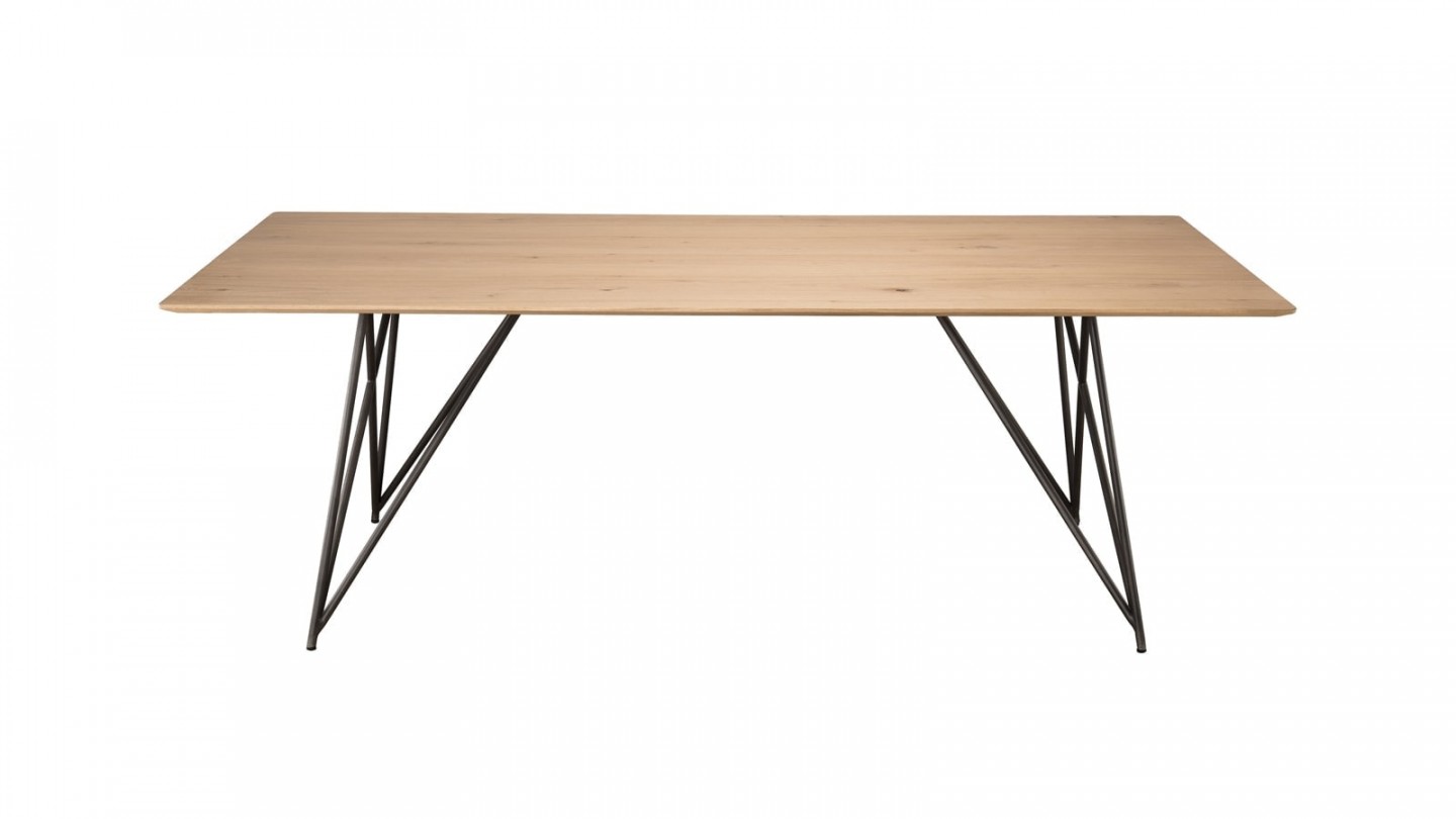 Table à manger 220x100cm en chêne piètement croisé en métal - Collection Maxence