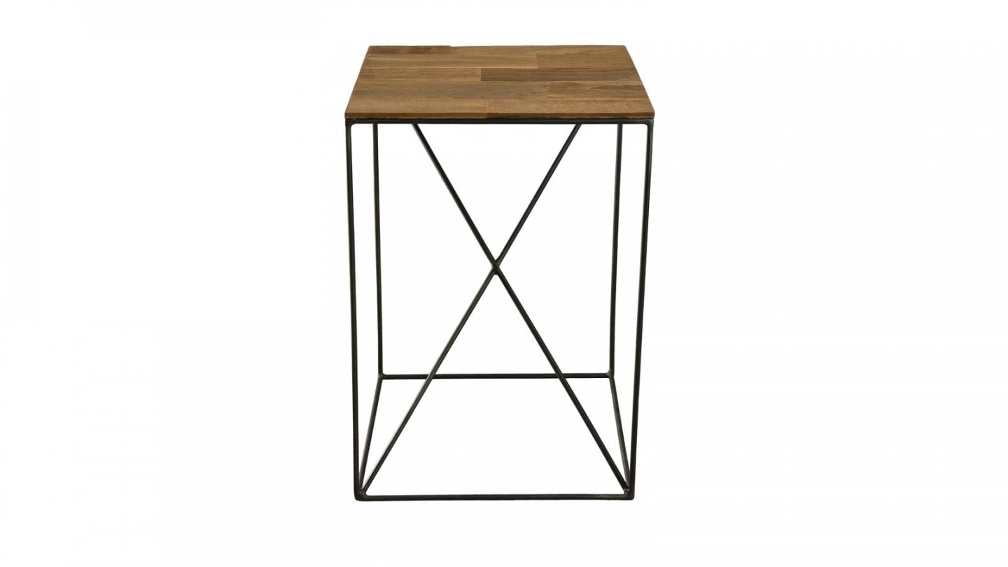 Table d'appoint S en teck recyclé et métal - Collection Maxence