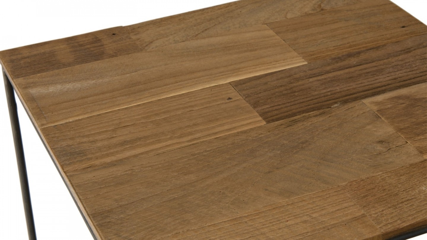 Table d'appoint S en teck recyclé et métal - Collection Maxence