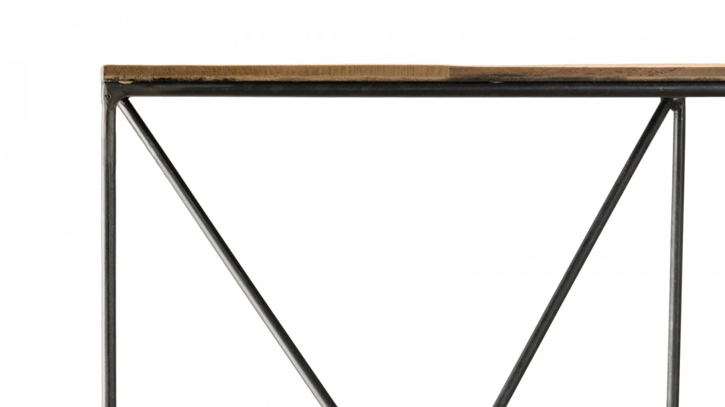 Table d'appoint S en teck recyclé et métal - Collection Maxence