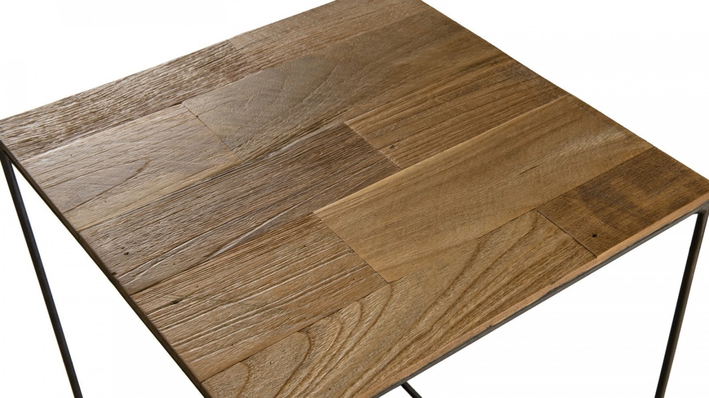 Table d'appoint S en teck recyclé et métal - Collection Maxence