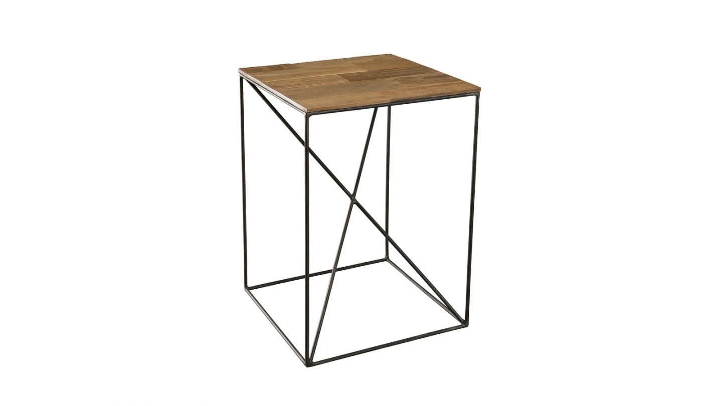 Table d'appoint S en teck recyclé et métal - Collection Maxence