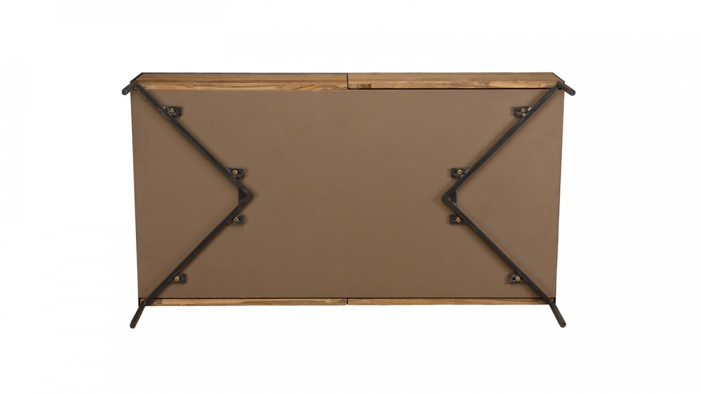 Table basse 111x60cm 2 tiroirs en teck recyclé et métal - Collection Maxence