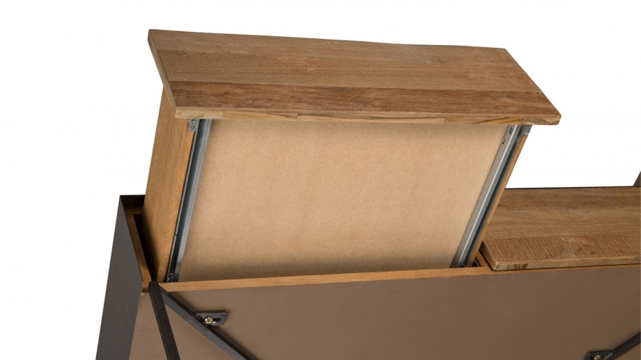 Table basse 111x60cm 2 tiroirs en teck recyclé et métal - Collection Maxence