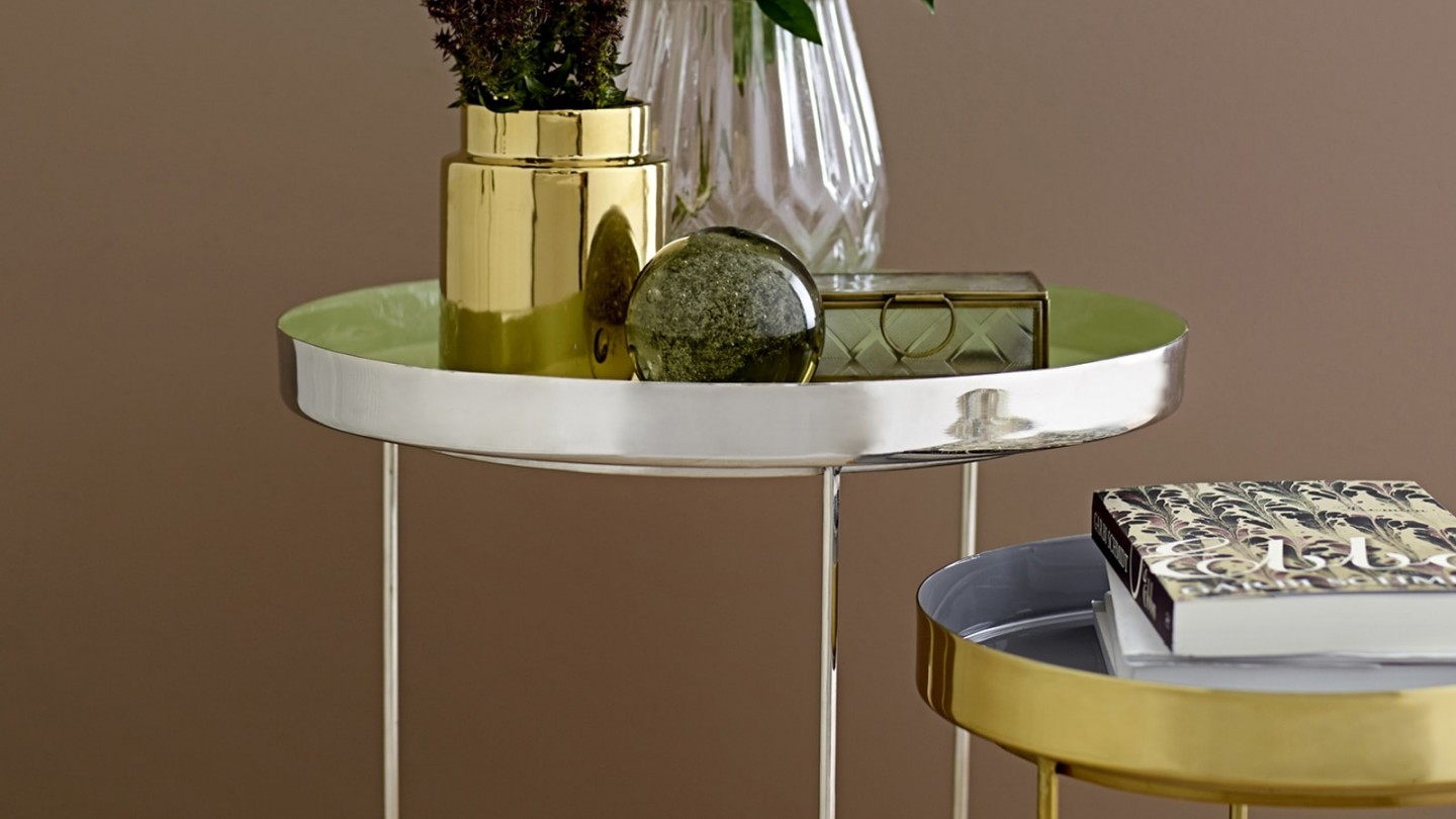 Table d'appoint ronde or et gris - Collection Sola - Bloomingville