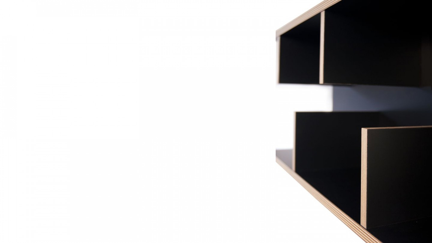 Etagère murale 90cm en contreplaqué naturel et noir - Collection Bern - Temahome