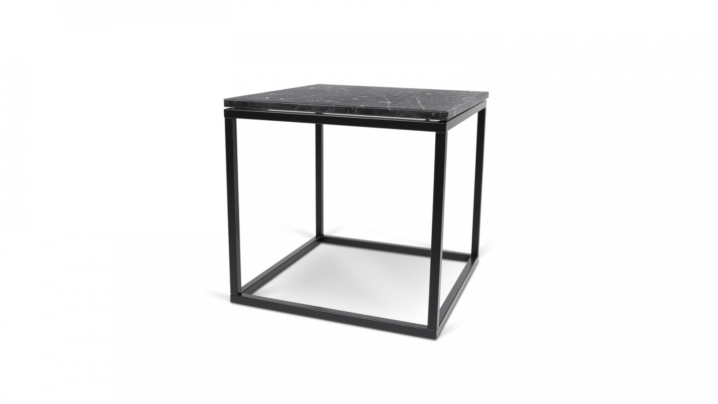 Table basse carrée en marbre noir piètement en métal noir - Collection Prairie - Temahome