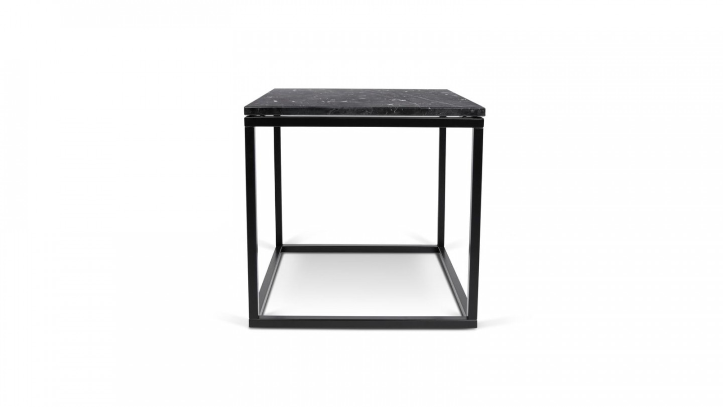 Table basse carrée en marbre noir piètement en métal noir - Collection Prairie - Temahome