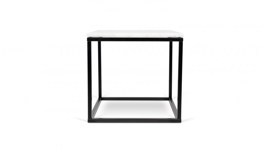 Table basse carrée en marbre blanc piètement en métal noir - Collection Prairie - Temahome